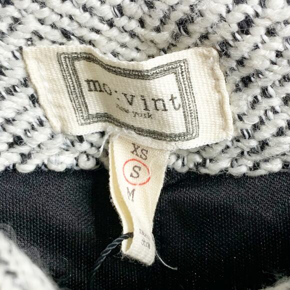 Mo:Vint High Waisted Tweed Cropped Trousers Chevron Pattern Black White Size S - Picture 5 of 7